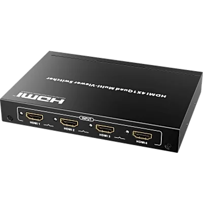 Switch Multiviewer HDMI / 4 Entradas a 1 Salida / 1080p @ 60Hz / Quad / Full Screen / Dual / Control Remoto