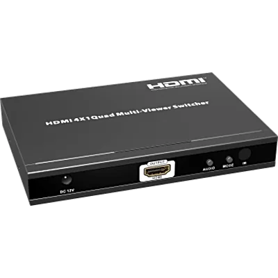 Switch Multiviewer HDMI / 4 Entradas a 1 Salida / 1080p @ 60Hz / Quad / Full Screen / Dual / Control Remoto