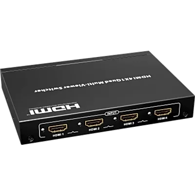Switch Multiviewer HDMI / 4 Entradas a 1 Salida / 1080p @ 60Hz / Quad / Full Screen / Dual / Control Remoto