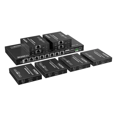 Extensor HDMI sobre IP / 1x8 Distribuidor / 4K @ 60 Hz / 70 m (229.7 ft) / HDR10 / 18 Gbps / PoC / S/PDIF / RS232