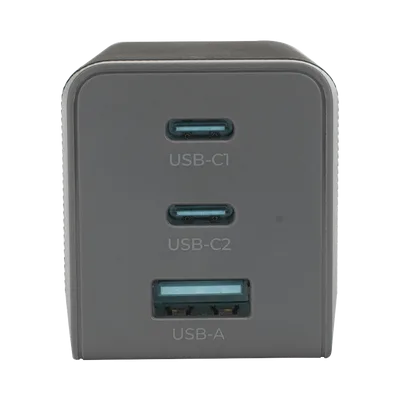 Cargador GaN III / 65 W / 3 Puertos / PD 3.0 y QC 4.0 / Enchufe Plegable / 6 Protecciones
