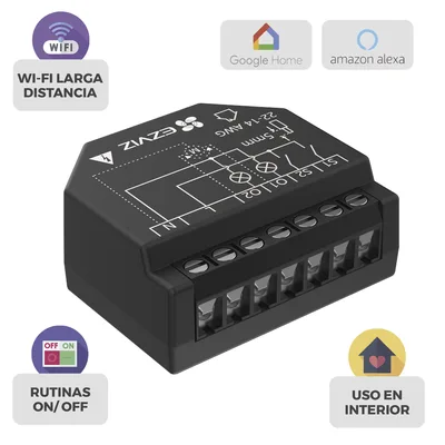 Relevador Wi-Fi Inteligente / 2 Salidas para Apagadores / Control de Iluminación / Registro de Consumo / 100-240 VCA