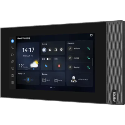 Estación Interior SIP / Pantalla Táctil 7" 1024×600 / Wi-Fi 6 / Video 1080p H.265 / 8 Entradas de Alarma / PoE / RS-485