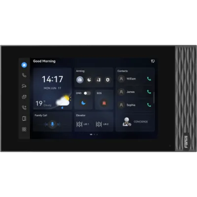 Estación Interior SIP / Pantalla Táctil 7" 1024×600 / Wi-Fi 6 / Video 1080p H.265 / 8 Entradas de Alarma / PoE / RS-485