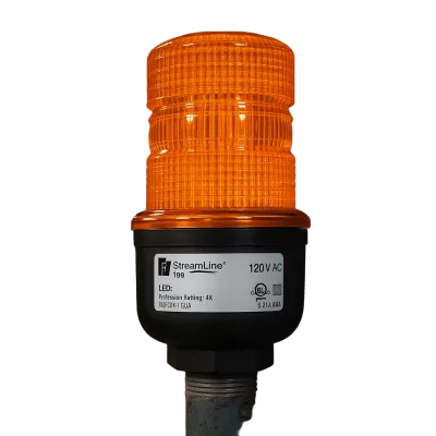 Luz de Advertencia LED Industrial / 120 Vca / Montaje Tipo T / IP69K / 50,000 Horas LED / Ámbar / UL/cUL