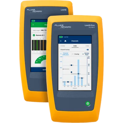 Comprobador de Cableado, Red y Wi-Fi Ethernet Industrial LinkIQ Duo / Rendimiento hasta 10 Gb/s / Análisis Wi-Fi 6E / Adaptadores M12X M12D M8D / PoE bajo carga hasta Clase 8 90 W / Diagnóstico de Swi