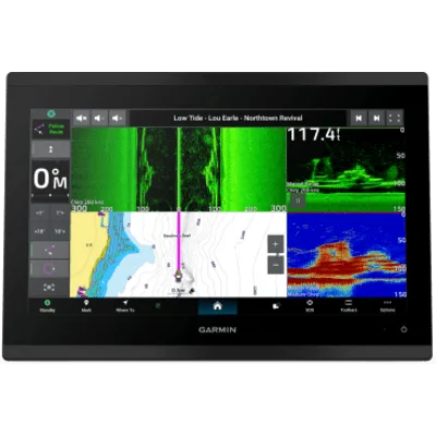 Plotter Náutico Premium / Pantalla Táctil 4K IPS Mini LED 33.7 cm (13.27 in) / Resolución 3840 x 2160 / Sonda 1 kW CHIRP ClearVü SideVü Panoptix LiveScope / GPS Multibanda y Multiconstelación 10 Hz / 