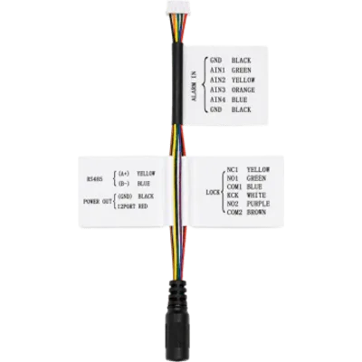 Arnés de Refacción / Alimentación / Entradas de Alarma / RS485 / Control de Cerradura / Cableado por Colores