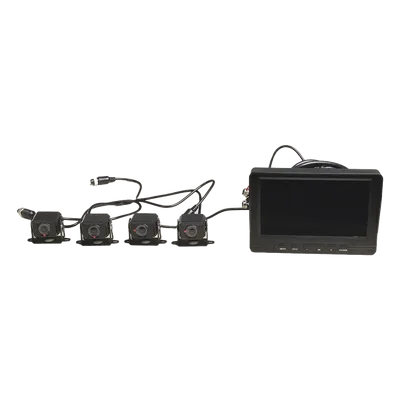 Sistema de Monitoreo Vehicular / 4 Cámaras 1080p / Pantalla LCD 7" / IP68 / Grabación Automática / Micro SD 512 GB / Cambio a Reversa