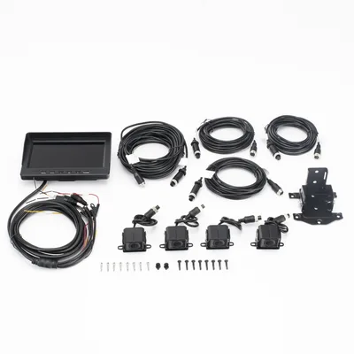 Sistema de Monitoreo Vehicular / 4 Cámaras 1080p / Pantalla LCD 7" / IP68 / Grabación Automática / Micro SD 512 GB / Cambio a Reversa