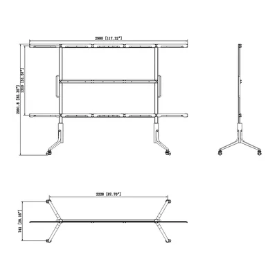 Montaje de Piso Móvil / Pantalla All-In-One 135" / Carga 300 kg (661.39 lb) / Acero SGCC y Aluminio AL6061 / Ruedas con Seguro