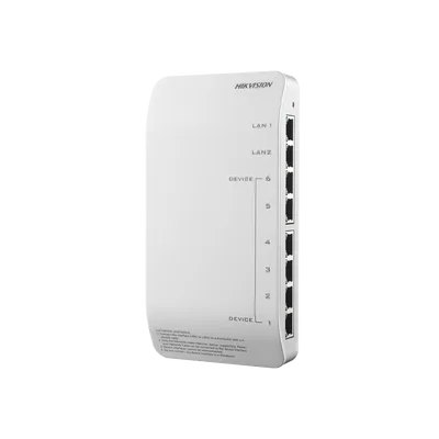 Distribuidor PoE (propietario) de Audio y Vídeo / Soporta Hasta 6 dispositivos / Compatible con Frente de Calle y Monitor IP HIKVISION