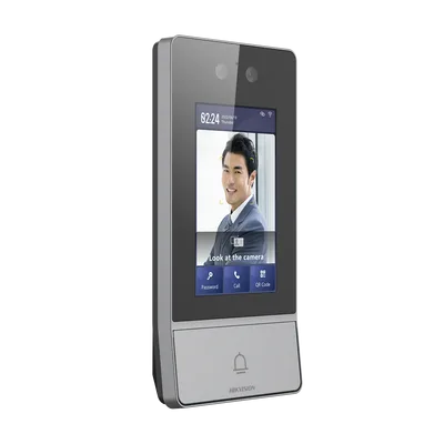 Videoportero IP 2 Megapixel / Llamada y Apertura Remota desde App Hik-Connect / Reconocimiento Facial / Panel touch 4.3"/ Exterior IP65 + Antivandalico IK08 / Botón mecanico de llamada / PoE / 1 Depar