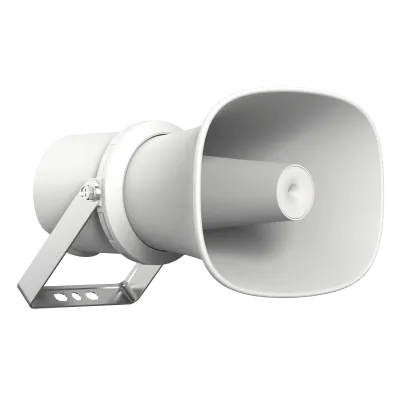 Bocina IP Tipo Trompeta / 25 Watts / PoE / Anti-corrosión / IK10 / Entrada de Alarma / TTS / SPL 124 dB @ 1 m