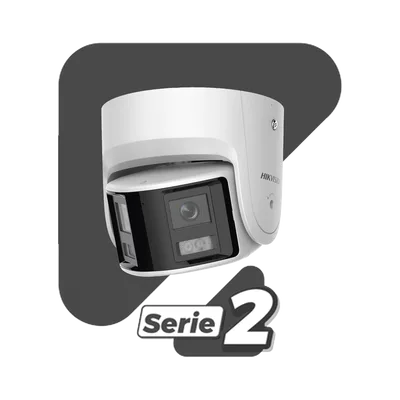 Cámara Turret IP / 4 Megapixel / Dual Lente 2.8 mm / Panorámica 180° / IR 30 m (98.4 ft) / IP67 / Audio Bidireccional / AcuSense / WDR 120 dB