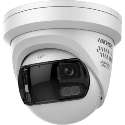 Cámara Turret IP / 4 MP / Doble Lente 2.8 mm / 186.4° / ColorVu / WDR 130 dB / Luz Blanca 40 m (131.2 ft)