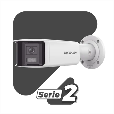 Cámara Bala IP / 4 Megapixel / Dual Lente 2.8 mm / Panorámica 180° / IR 40 m (131.2 ft) / WDR 120 dB / IP67 / Audio Bidireccional / PoE