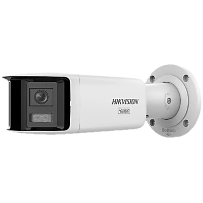 [FlexVu] [PROTECCIÓN ACTIVA] Bala IP Panorámica 8 Megapixel (4K) / 2 Lentes 2.8 mm (180°) / Imagen a Color 24/7 (ColorVu 3.0) / PoE / WDR 130 dB / IP67 / ACUSENSE / Luz Estroboscópica y Alarma Audible