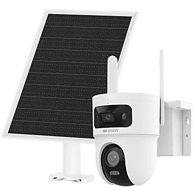 [Incluye SIM] Kit Solar IP All in One Doble Lente / AOV / PT IP 4 Megapixel Lente 4 mm / Fijo 4 Megapixel Lente 2.8 mm / Panel Solar + Batería de Respaldo de Litio (9000 mAh) / Incluye Sim 4G / Audio 