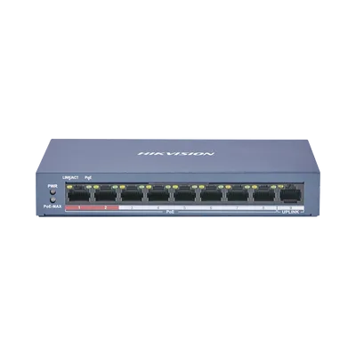 Switch PoE+ / No Administrable / 8 Puertos 10/100 Mbps PoE+ / 1 Puerto 100 Mbps Uplink / PoE hasta 250 metros / 60 W