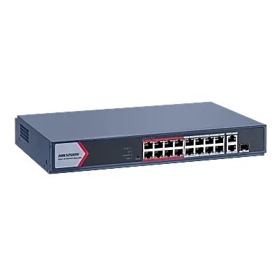 Switch PoE+ Monitoreable / 16 Puertos 10/100 Mbps PoE+ / 2 Puertos Gigabit Uplink / 1 Puerto SFP / Alcance Extendido 300 m (984 pies) / 130 W