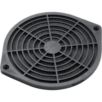 Kit Filtro Protector de Dedos / Ventilador 4 Pulgadas (102 mm) / Filtro Extraíble y Lavable / 124x124x11 mm / Plástico Negro Mate / Incluye Herrajes