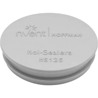 Sello de Orificio Hol-Sealer / 48 mm (1.88 in) Diámetro / Cubre Orificios hasta 35 mm (1.38 in) / Acero Dulce Calibre 16 / Gris Claro RAL 7035 / UL 508A / IP66