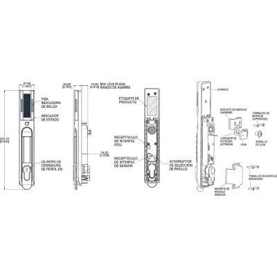 Chapa de Control de Acceso EHandle RFID y Teclado / nVent Schroff / Para Gabinetes de Servidores y Red / Autenticación Simple o Dual / Compatible RackPower / Conexión RJ45