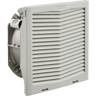 Ventilador con Filtro de Montaje Lateral HF13 / Flujo de Aire 149 CFM (253 m³/h) / 115 Vca / Gris Claro RAL 7035 / Instalación Click-Fit sin Herramientas / Rejilla con Bisagras / Type 12