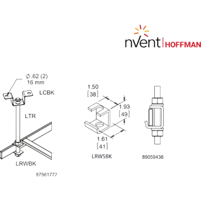 Kit de Soporte a Techo / Para Charola Escalerilla / Varilla 5/8 in (16 mm) / Acero Dulce / Acabado Plateado / Ajustable 6 ft (1.83 m)