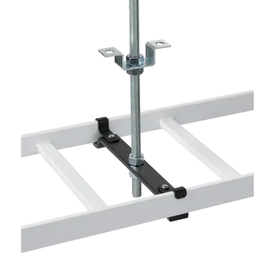 Kit de Soporte Central para escalerilla con Ajuste 12.00 pulgadas de Acero Color Negro / Incluye Varilla Roscada y Brackets / Para instalacion a Techo