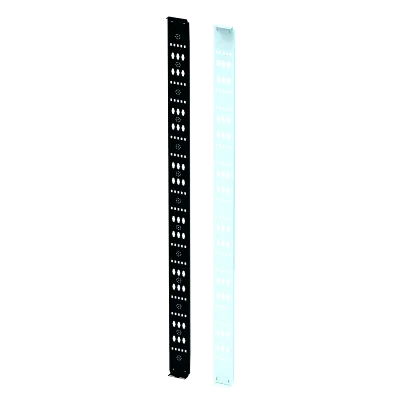 Organizador Vertical para Amarre de Cables / Acero Dulce / 2068 x 122 x 19 mm (81.4 x 4.8 x 0.75 in) / Negro Intenso RAL 9005 / Montaje sin Herramientas / Compatible con Accesorios de Gestión