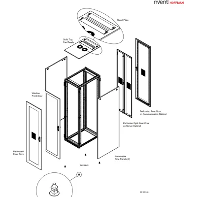 Gabinete de Telecomunicaciones / 48 UR / 2350 x 800 x 1200 mm (7.7 x 2.6 x 3.9 ft) / Acero Negro RAL 9005 / Puertas Perforadas / Certificaciones UL-cUL