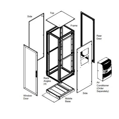 Gabinete de Telecomunicaciones / 42 UR / NEMA 12 / Aire Acondicionado Tipo G52 / 2000 x 600 x 1000 mm / Base Móvil Ruedas