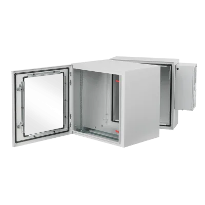 Gabinete Industrial 19" / 36 UR / Doble Puerta Abatible con Ventana / Aire Acondicionado 800 BTU / NEMA 4/12 / IP66 / IK10 / Acero