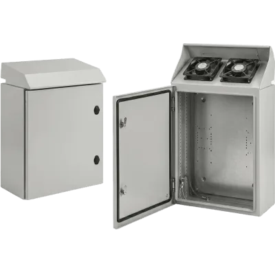 Gabinete Rack / 26 UR / Tipo 3R Exterior / 92.2 cm x 60 cm x 61 cm (36.3 in x 23.6 in x 24 in) / Acero RAL 7035 / IP32 IK10 / Ventiladores Termostáticos