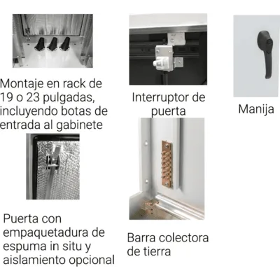 Gabinete para Exterior Tipo 4X Doble Puerta de 43 UR / Aluminio Soldado / 2134 x 762 x 1118 mm (84 x 30 x 44 in) / Exterior IP66 / Montaje Almohadilla / Aire de Precisión / Gris RAL 7035