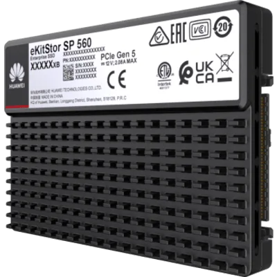 Unidad de Estado Sólido (SSD Huawei eKitStor SP 560) Empresarial de 3.84 TB / NVM2 2.0 / U.2 de 2.5'' / PCle 5.0 x4 / 14,800 MB/s Lectura / 8,500 MB/s Escritura / Almacenamiento empresarial y big data