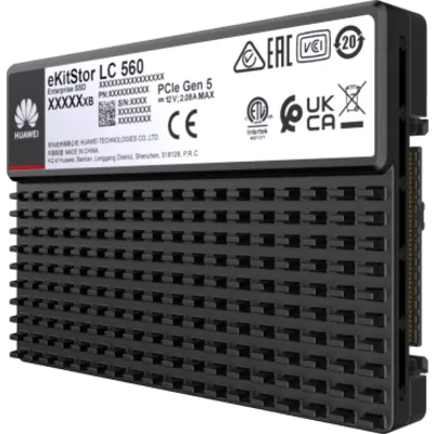 Unidad de Estado Sólido (SSD Huawei eKitStor LC 560) Empresarial de 15.36 TB / NVM2 2.0 / U.2 de 2.5'' / PCle 5.0 x4 / 14,800 MB/s Lectura / 4,500 MB/s Escritura / Entrenamiento de IA y Almacenamiento