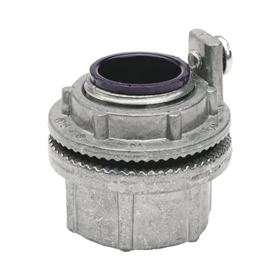 Conector Meyers de Aluminio de 3/4" con tornillo de puesta a tierra, disponible para Áreas Peligrosas Clase 1 División 2 de acuerdo con NEC 501.10.