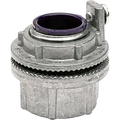 Conector Meyers de Aluminio de 1" con tornillo de puesta a tierra, disponible para Áreas Peligrosas Clase 1 División 2 de acuerdo con NEC 501.10.