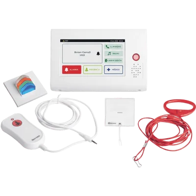 Kit de Habitación Hospitalaria IP / Terminal 7" Táctil VoIP SIP / Pulsador Cama IP67 / Luz Cuatricolor RGB / Tirador Baño Antibacteriano / PoE