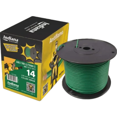 Cable THW-LS / 14 AWG / 19 Hilos / 90°C Seco / 75°C Mojado / Verde / Bobina 100 m (328 ft)