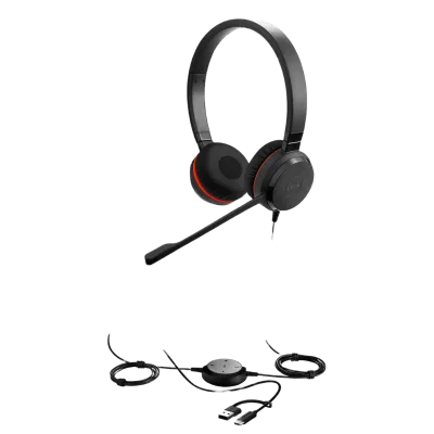 Auricular Profesional UC / Cancelación de Ruido Avanzada / Conexión Dual USB-C/A y 3.5 mm / Micrófono con Supresión de Ruido de Fondo / Controlador en Cable con LED / Almohadillas para Uso Prolongado