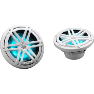 Bocinas Náuticas / 7.7" / Coaxial / 70 W RMS / LED RGB / Rejilla Deportiva Blanca / 4 Ω / Respuesta 45 Hz-25 kHz / Polipropileno Relleno de Mica / Tweeter de Cúpula de Seda