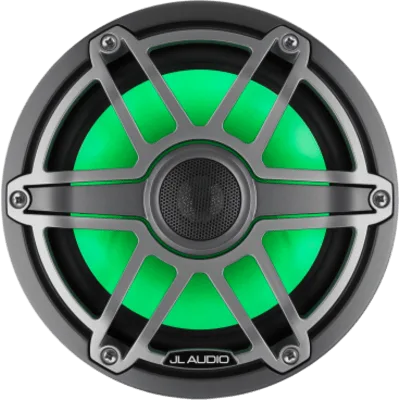 Bocinas Náuticas Coaxiales 7.7" / 100 W RMS / LED Transflective™ / Rejilla Deportiva Titanio / 4 Ω / Respuesta 45 Hz-25 kHz / Marino
