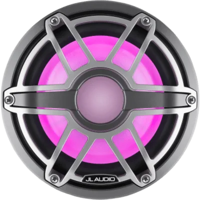 Subwoofer Náutico 8" / 200 W RMS / 4 Ω / Iluminación LED Transflective™ / Rejilla Deportiva de Titanio / Deflector Infinito o Caja Cerrada / Marino