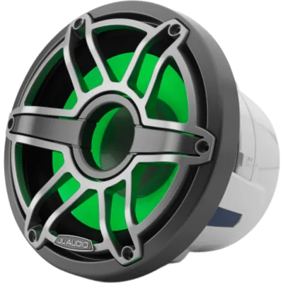 Subwoofer Náutico 8" / 200 W RMS / 4 Ω / Iluminación LED Transflective™ / Rejilla Deportiva de Titanio / Deflector Infinito o Caja Cerrada / Marino