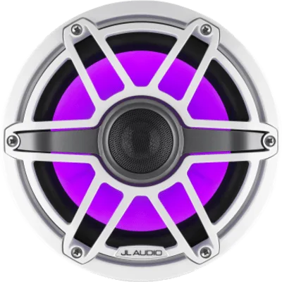 Bocinas Náuticas JL Audio M6 8.8" / Coaxial / LED Transflective / Rejilla Deportiva Blanca / 125 W RMS / 4 Ω / Respuesta 38 Hz-20 kHz / Polipropileno Relleno de Mica