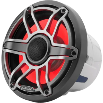 Bocinas Náuticas Coaxiales 8.8" / 125 W RMS / 90.5 dB / 38 Hz-20 kHz / 4 Ω / LED Transflective™ / Rejilla Deportiva Titanio / Marino